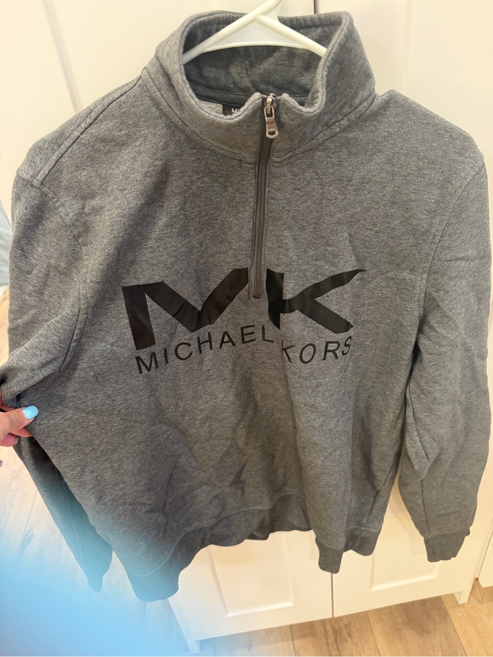 Michael Kors Men's Heather Gray MK Zip-Up Pullover